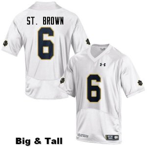 Notre Dame Fighting Irish Men's Equanimeous St. Brown #6 White Under Armour Authentic Stitched Big & Tall College NCAA Football Jersey YRB2299SB